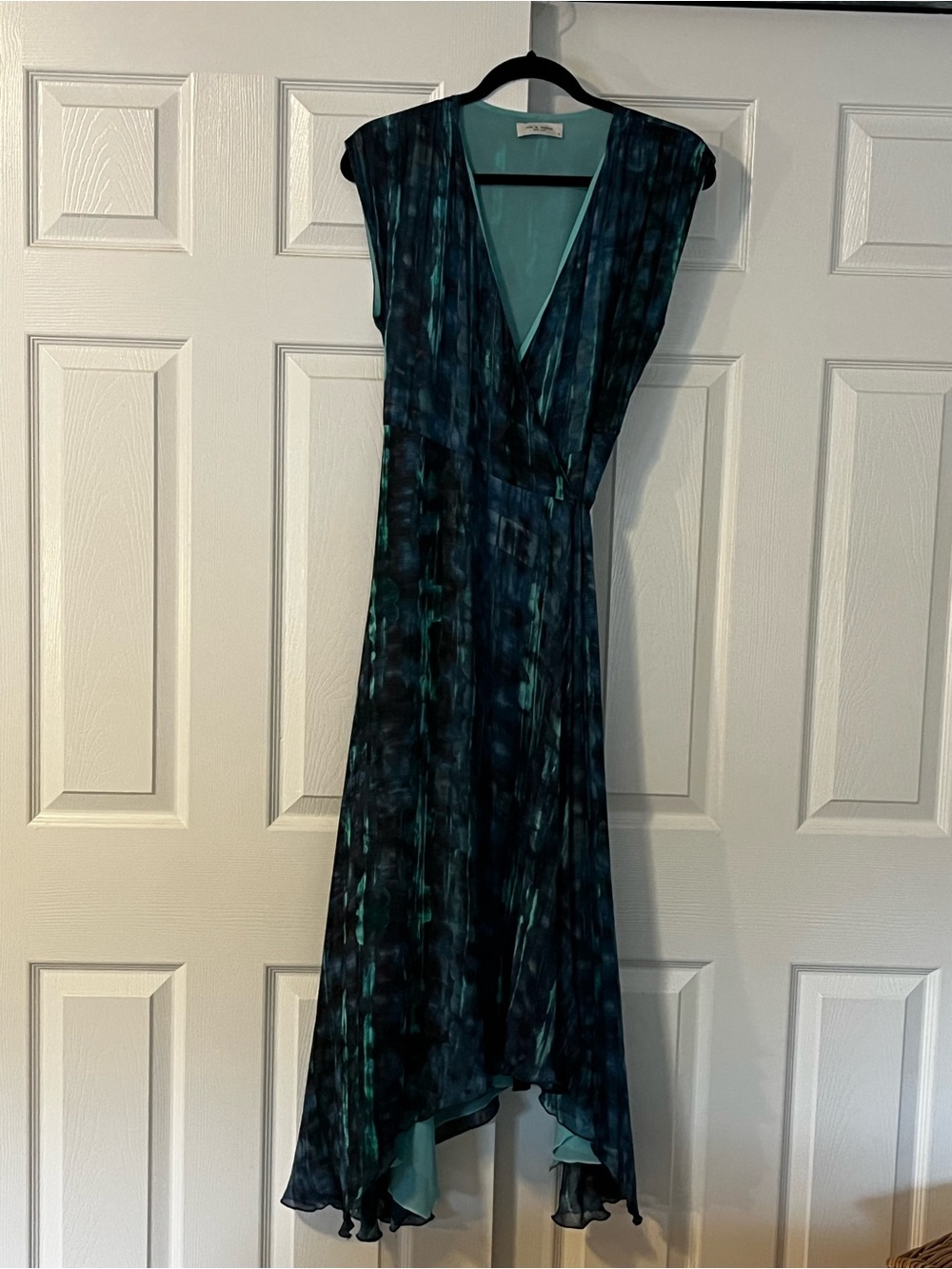 Lola & Sophie Ocean-Tone Wrap Dress with Deep V